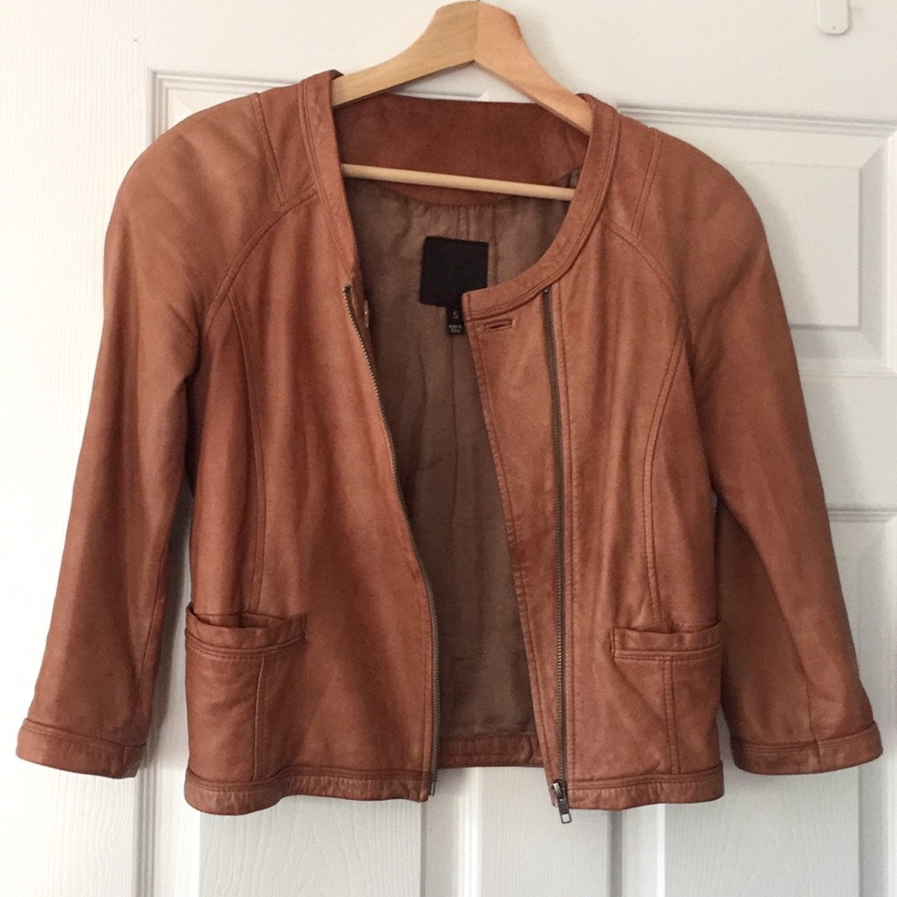 Joie leather lightweight cropped moto jacket